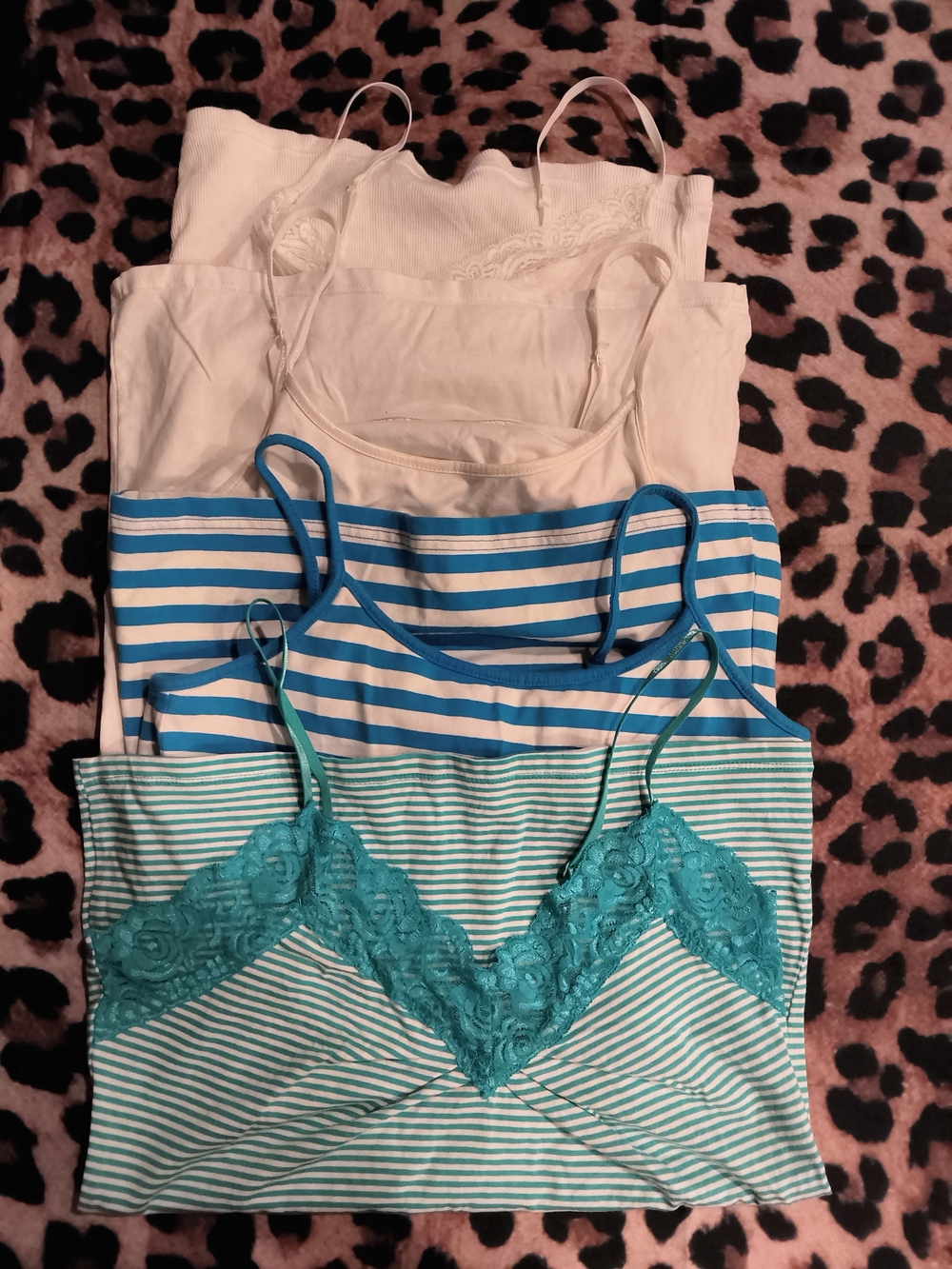 Set Of 4 Cami Set - Blue, Teal, White